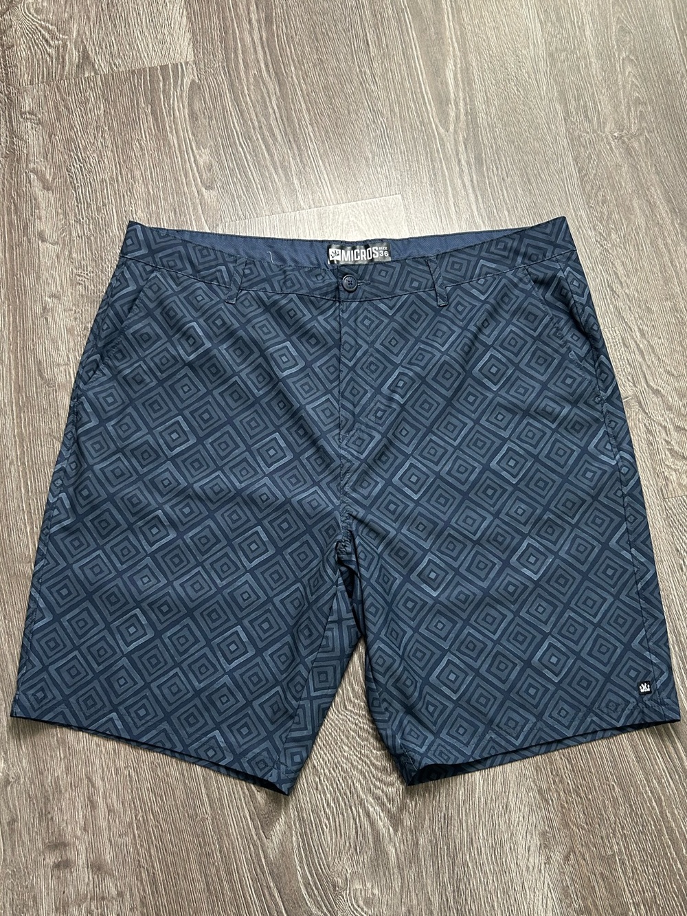 Micros mens  Dark Navy Geometric stretch board Shorts
